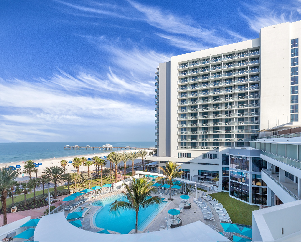 Aerial view of Wyndham Grand Clearwater Beach pool