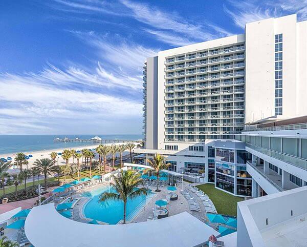 Aerial view of Wyndham Grand Clearwater Beach pool